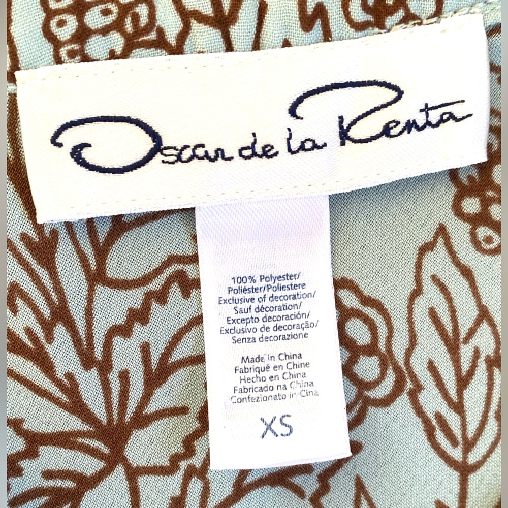 Oscar de la Renta Pale Blue Maxi Dress with Brown Floral Motif - Picture 9 of 14